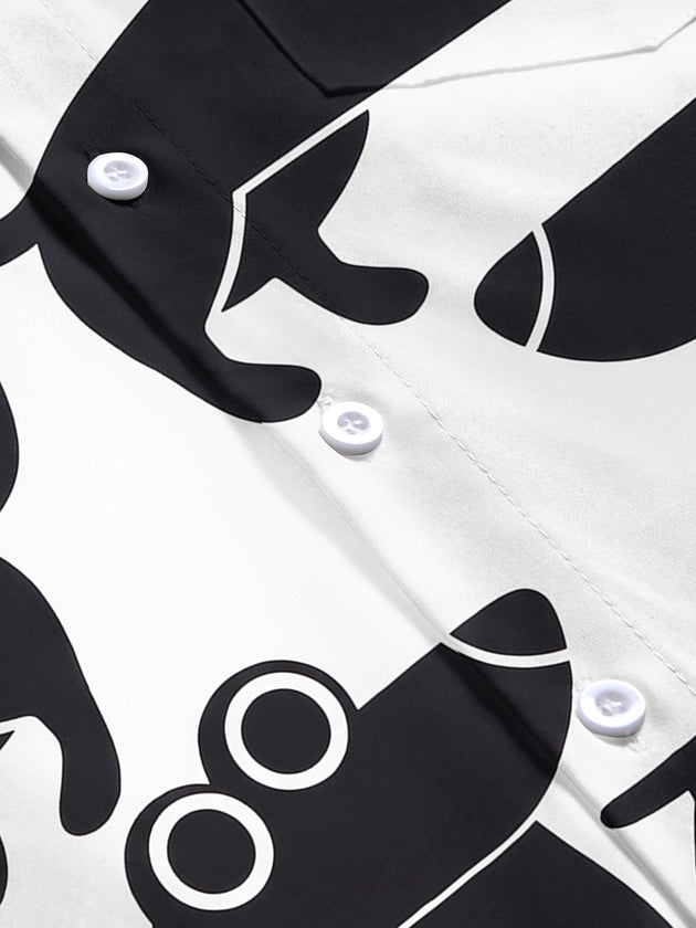 men's funny dachshund pattern short sleeve shirt flat lay