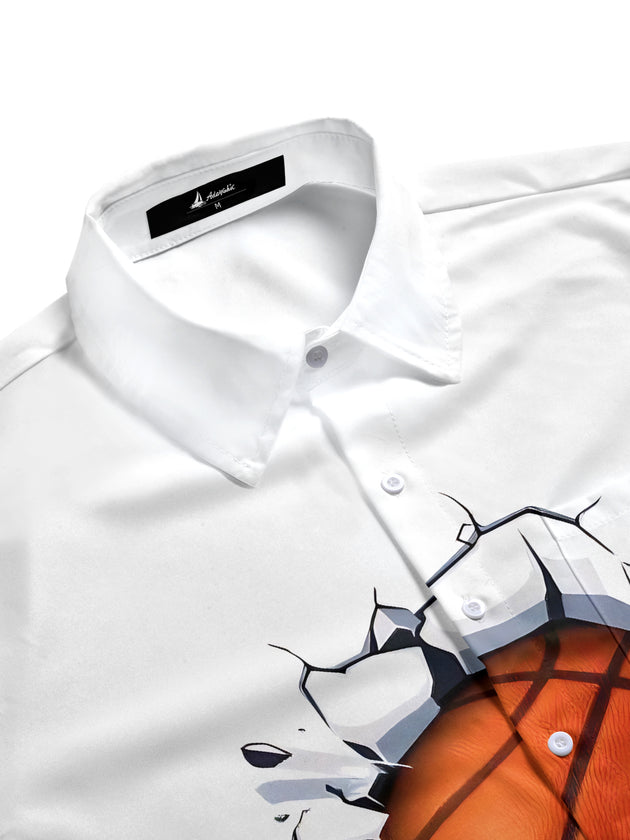 men's ball graphic shirt side view