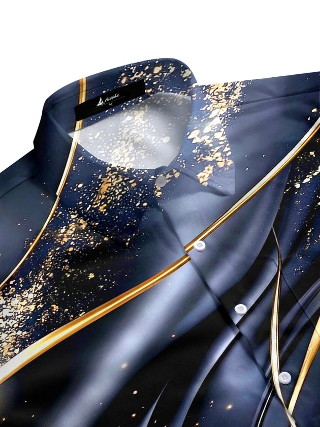 men's art print shirt side view