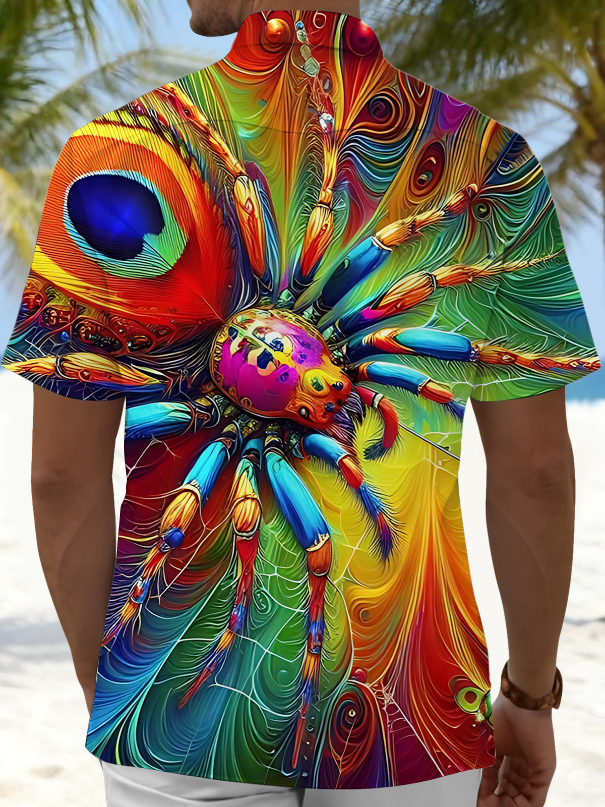 Spider Print Men's Pocket Short Sleeve Shirts