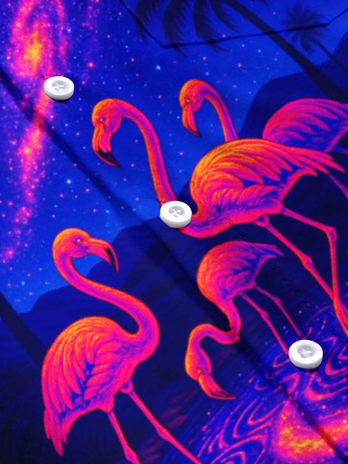 Hawaiian Flamingo Coconut Tree Print Men's Pocket Short Sleeve Shirts