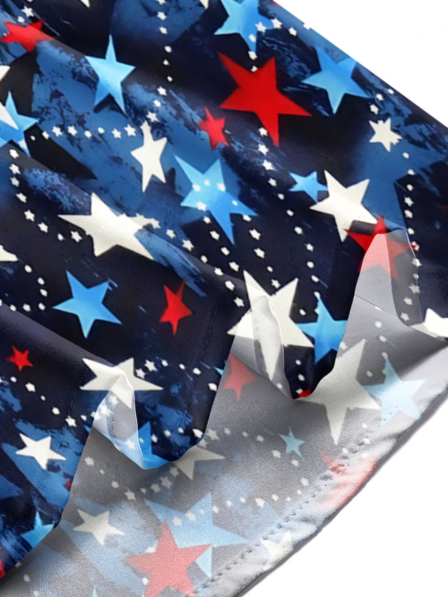 Independence Day Star Print Men's Pocket Short Sleeve Shirts