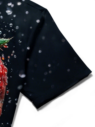 men's skull print shirt close-up short sleeve