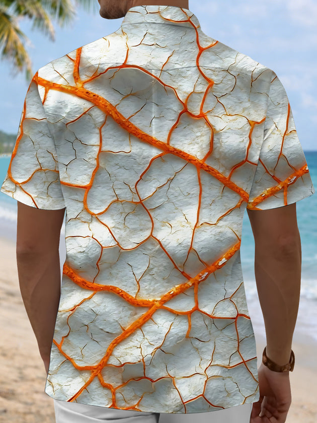 Men's abstract print short sleeve shirt back view