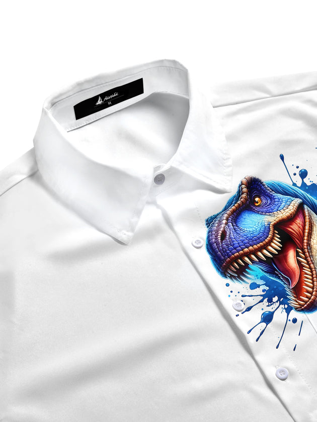 men's prehistoric pattern shirt side view