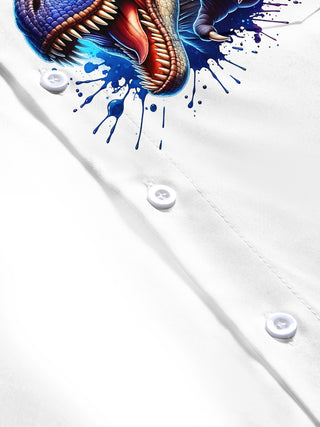 men's dinosaur print short sleeve flat lay shirt