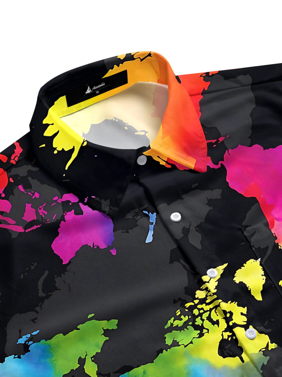 men's world map pattern shirt side view