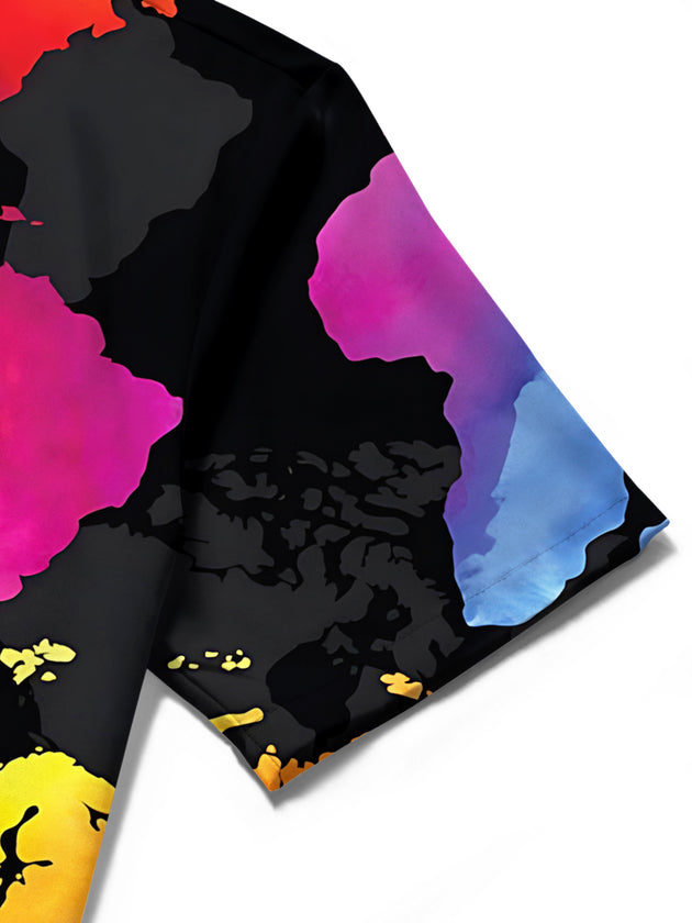 men's map print shirt close-up short sleeve