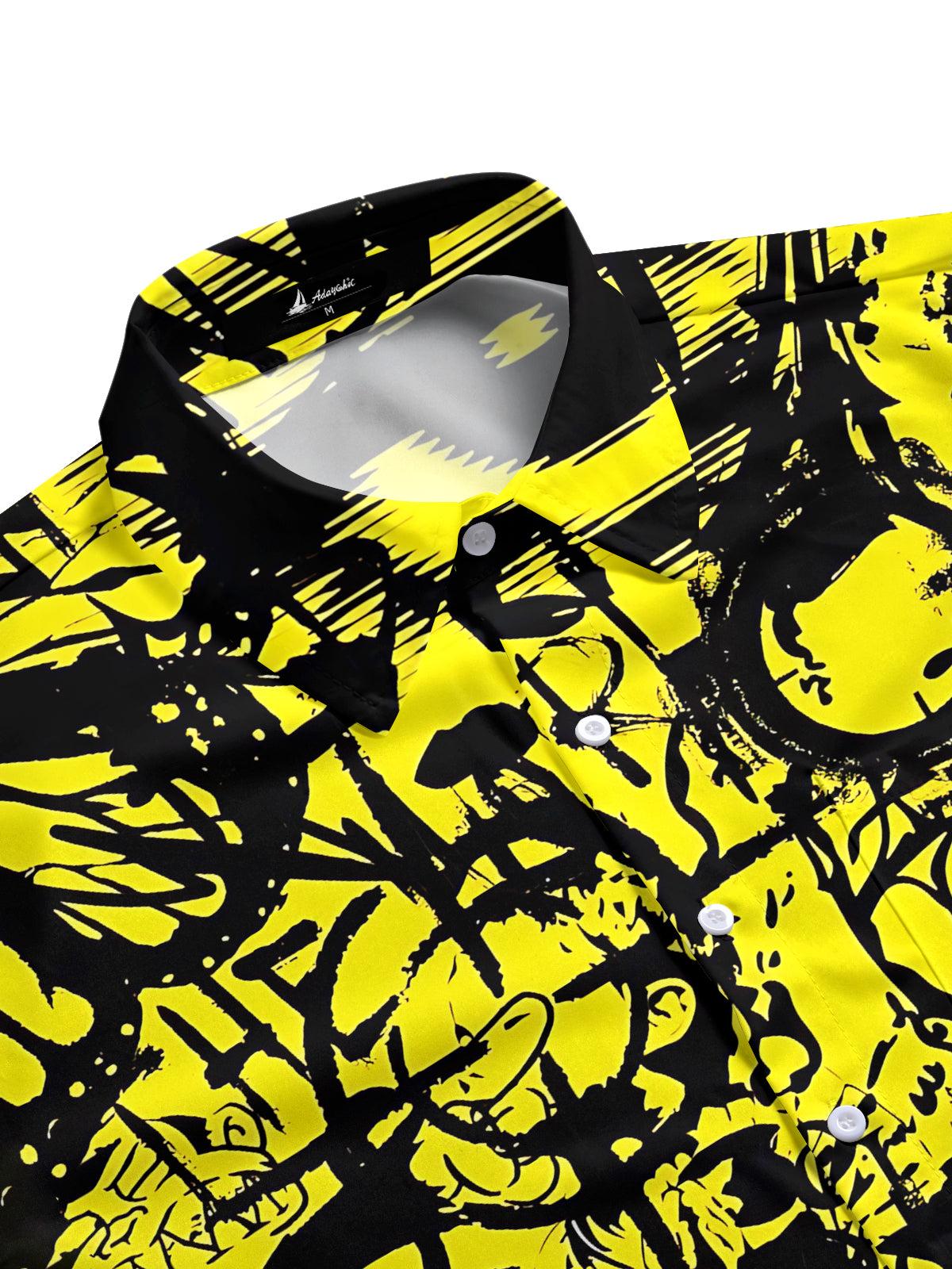 Men's abstract geometric print short sleeve shirt side view