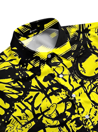 Men's abstract geometric print short sleeve shirt side view