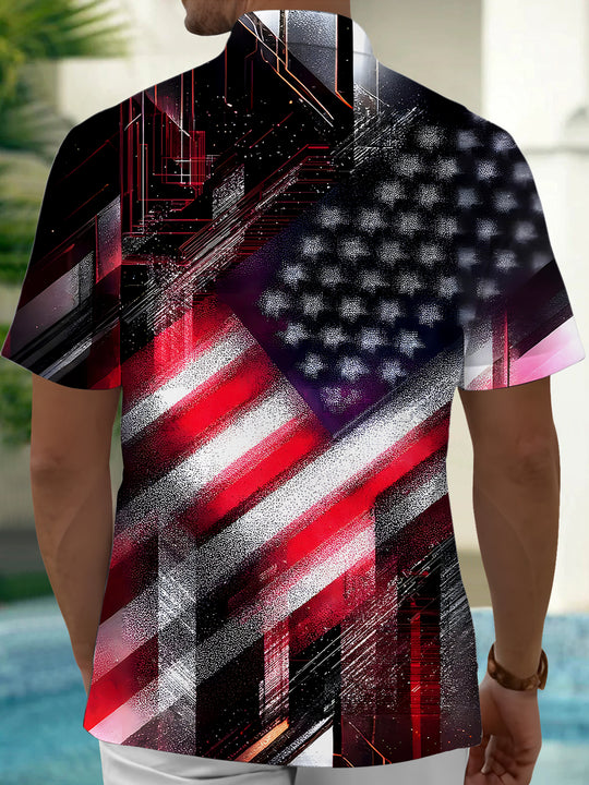 men's patriotic print shirt back view