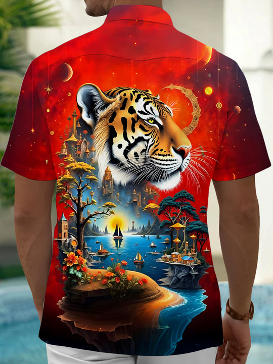 Tiger Men's Pocket Short Sleeve Shirts