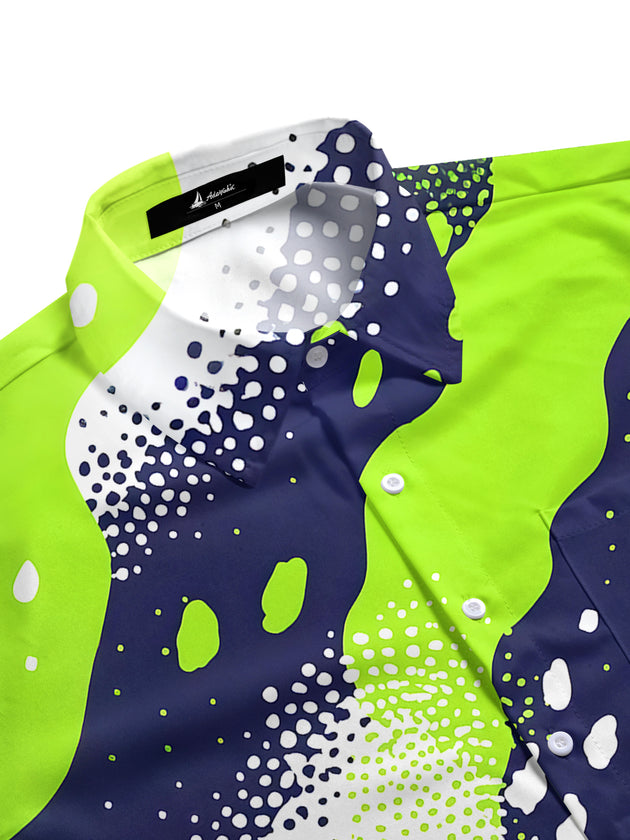 men abstract print short sleeve shirt side view