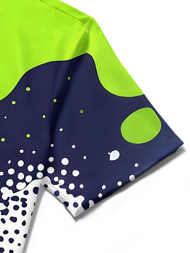 men's abstract print shirt close-up short sleeve