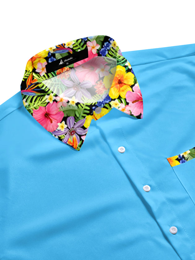 Men's aloha tropical print short sleeve shirt side view