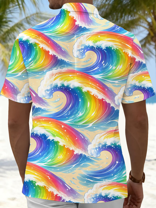 men's ocean print shirt back view