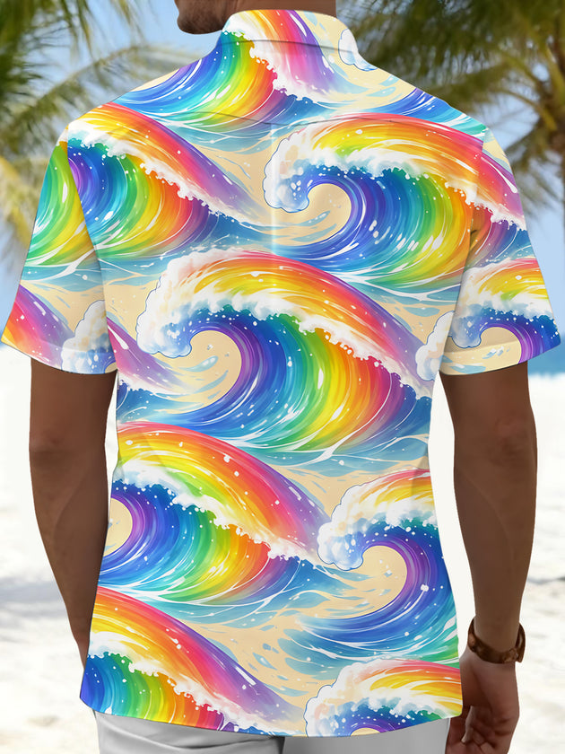 men's ocean print shirt back view