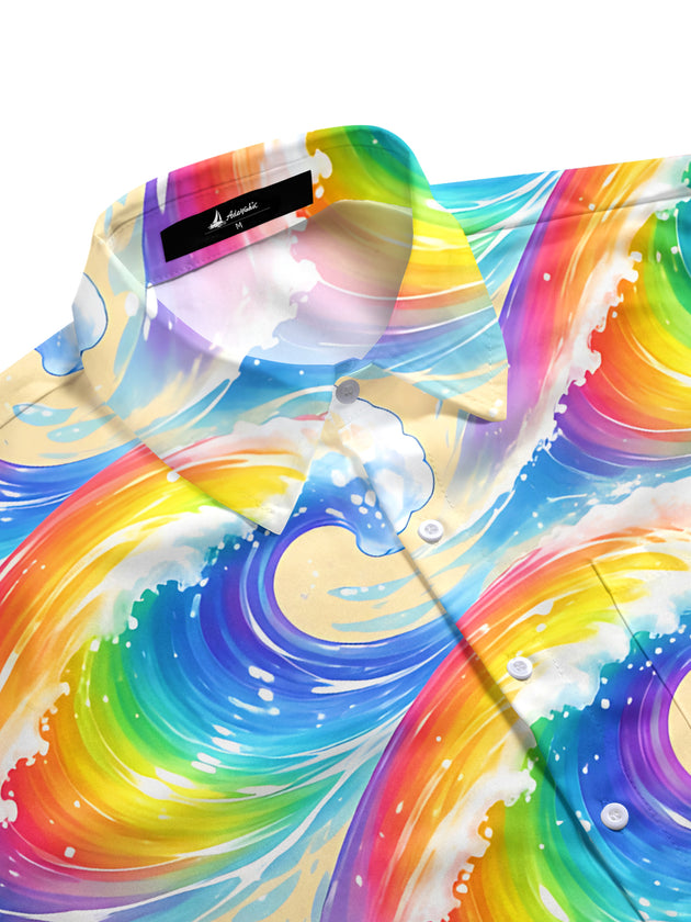 men's surf print shirt side view
