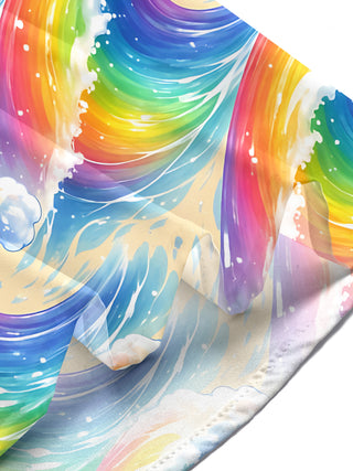 men's wave print shirt summer vacation