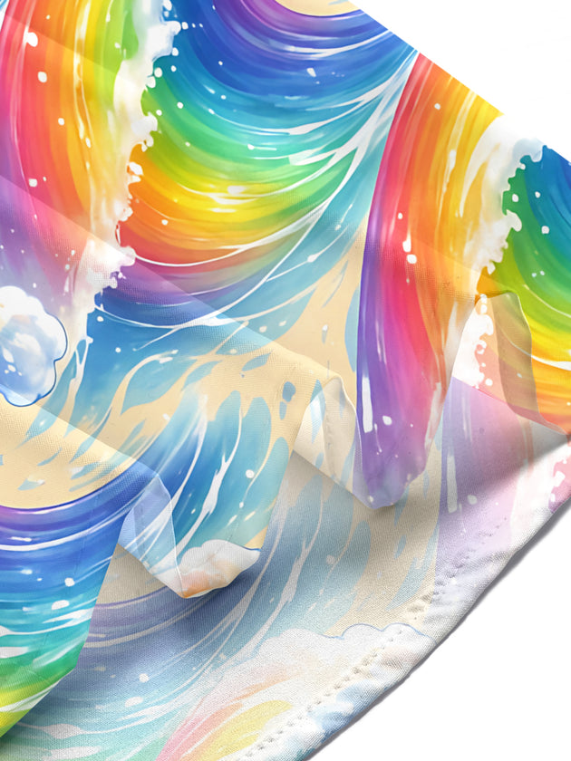 men's wave print shirt summer vacation