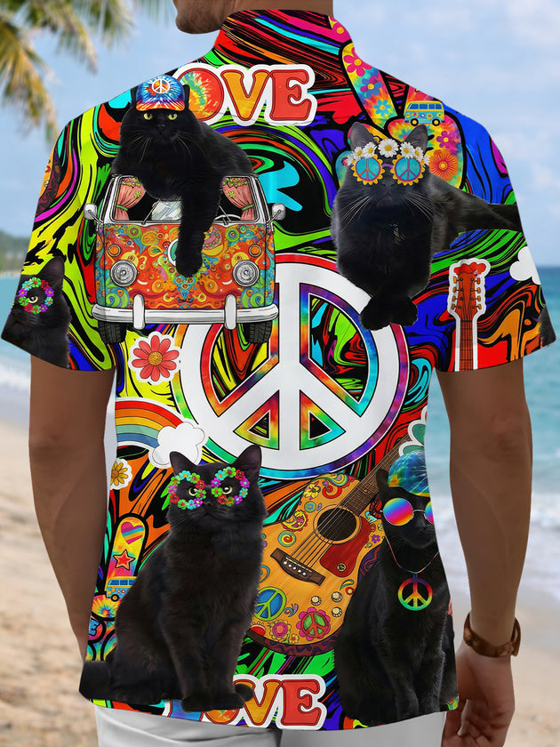 men's kitten pattern shirt back view