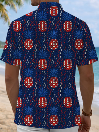 men's tropical fruit print shirt back view