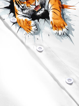 men's tiger print short sleeve flat lay shirt