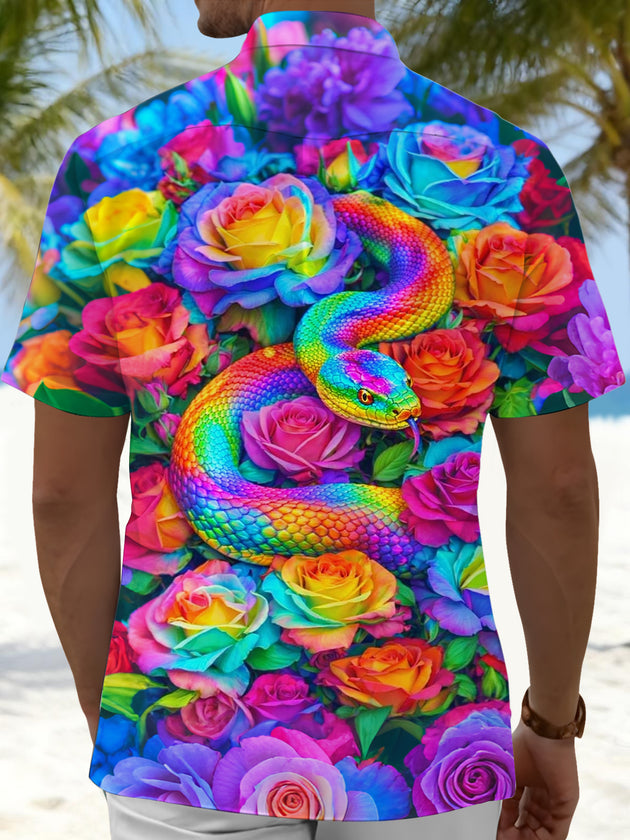 men's reptile print shirt back view