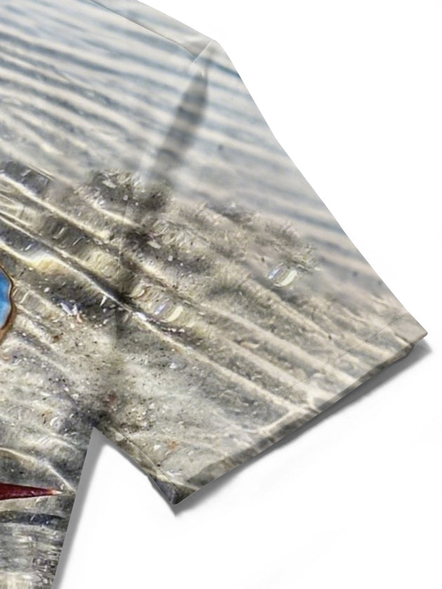 men's printed shirt close-up short sleeve