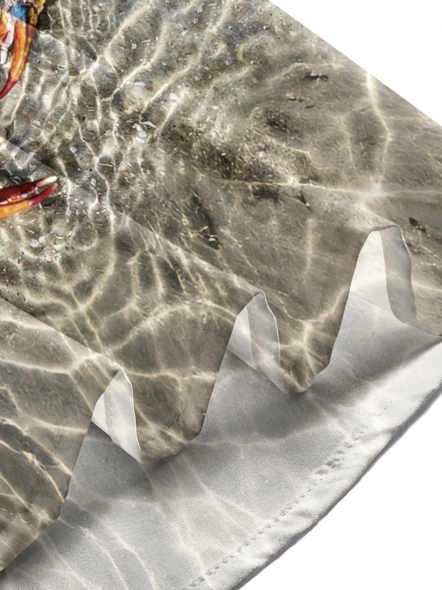 Men's crab print short sleeve shirt lifestyle side view