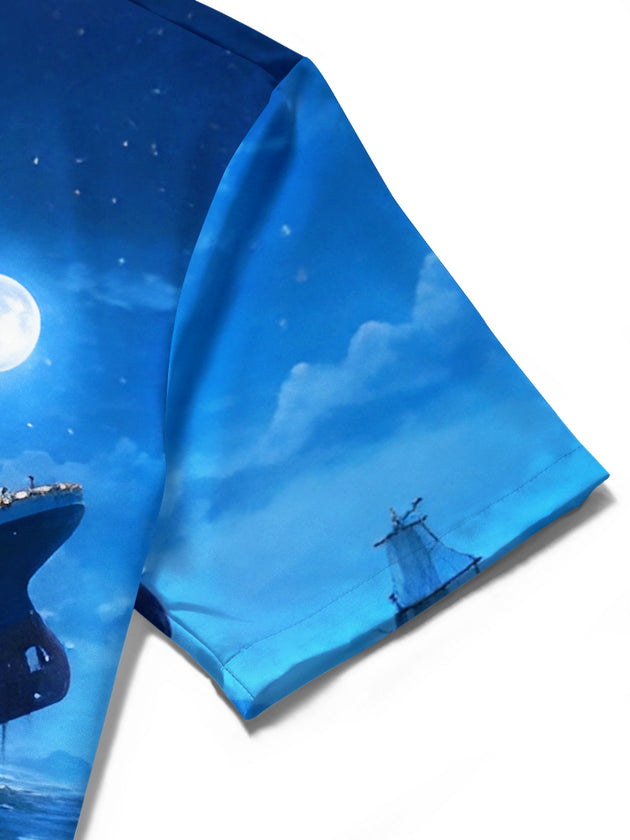men's printed shirt close-up short sleeve