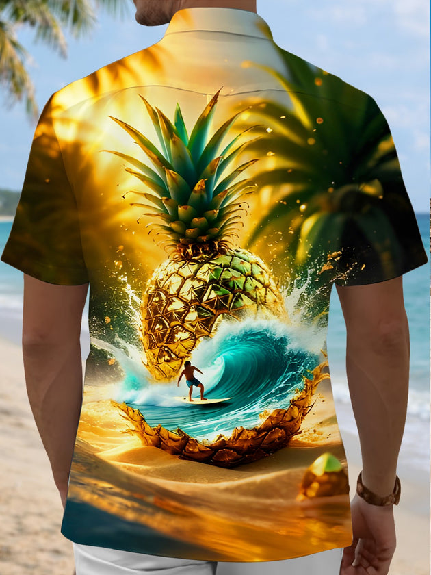 men's tropical fruit print shirt back view