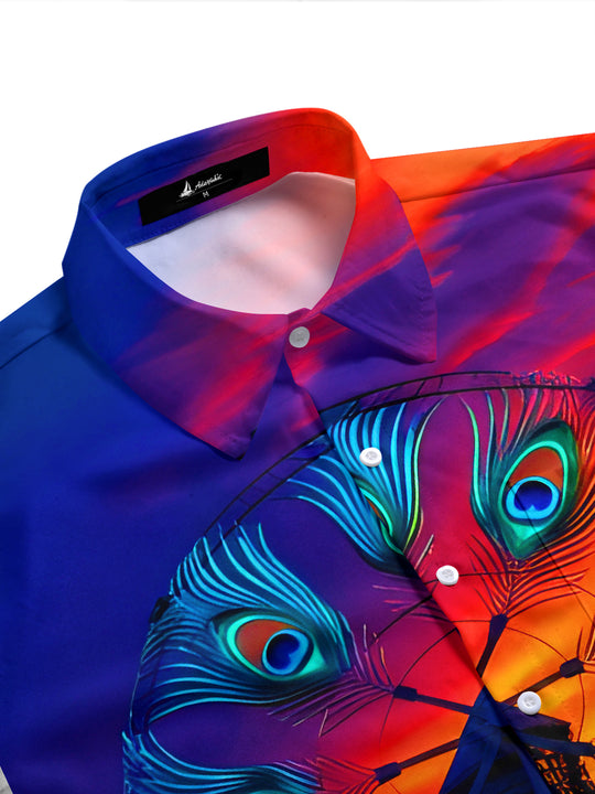 men's exotic bird pattern shirt side view
