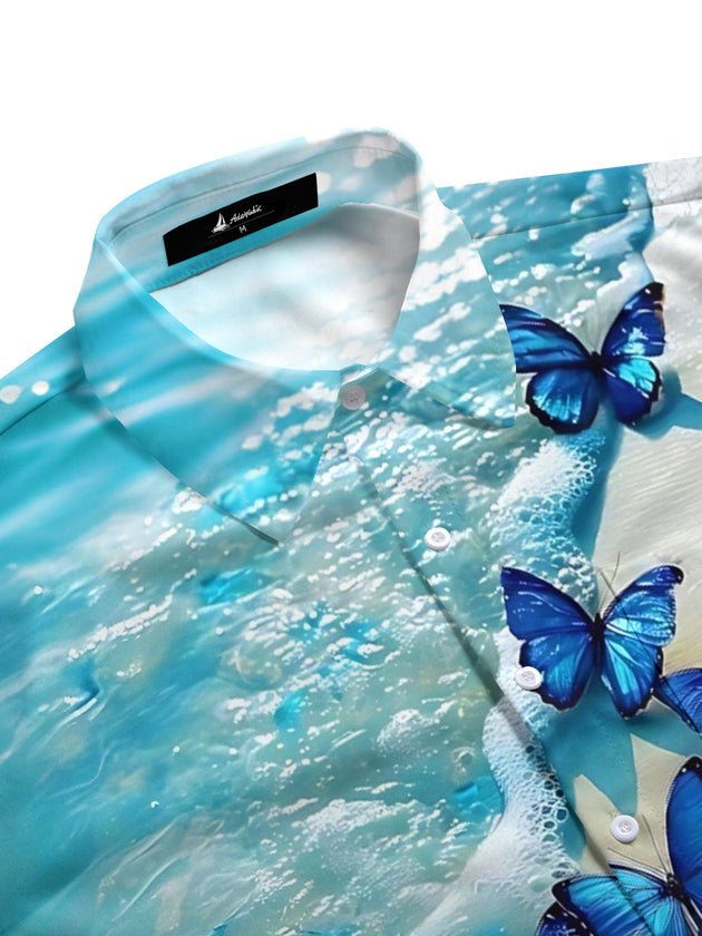 men's garden pattern shirt side view