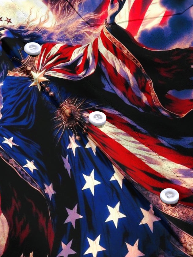 men's American flag print short sleeve flat lay shirt