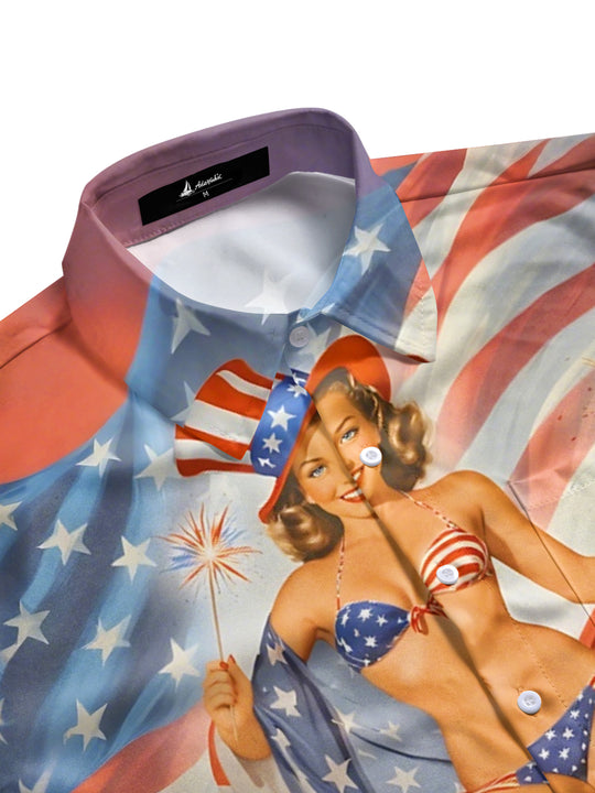 men's classic print shirt side view