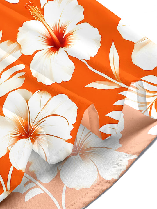 Men's Hawaiian floral pocket short sleeve shirt worn on tropical beach vacation