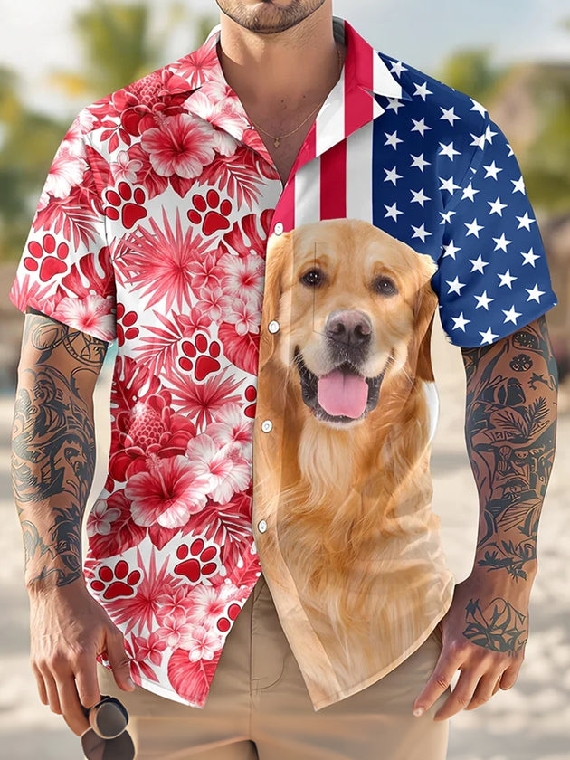 men's Hawaiian shirt front view tropical beach vacation