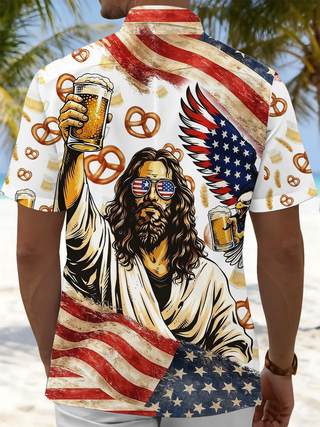 men's patriotic print shirt back view