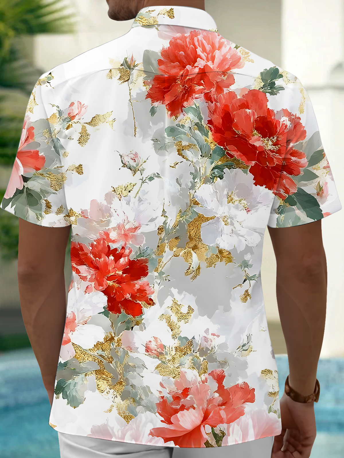 men's aloha shirt back view