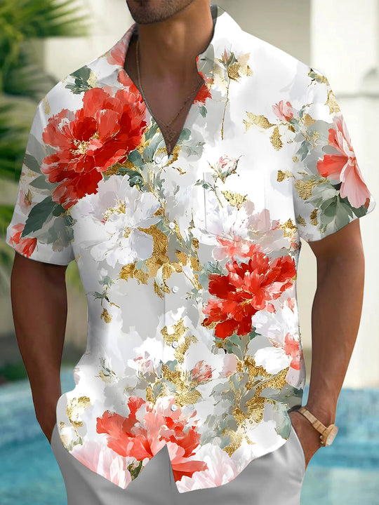 men's Hawaiian shirt front view tropical beach vacation
