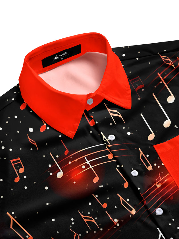men's guitar print shirt side view