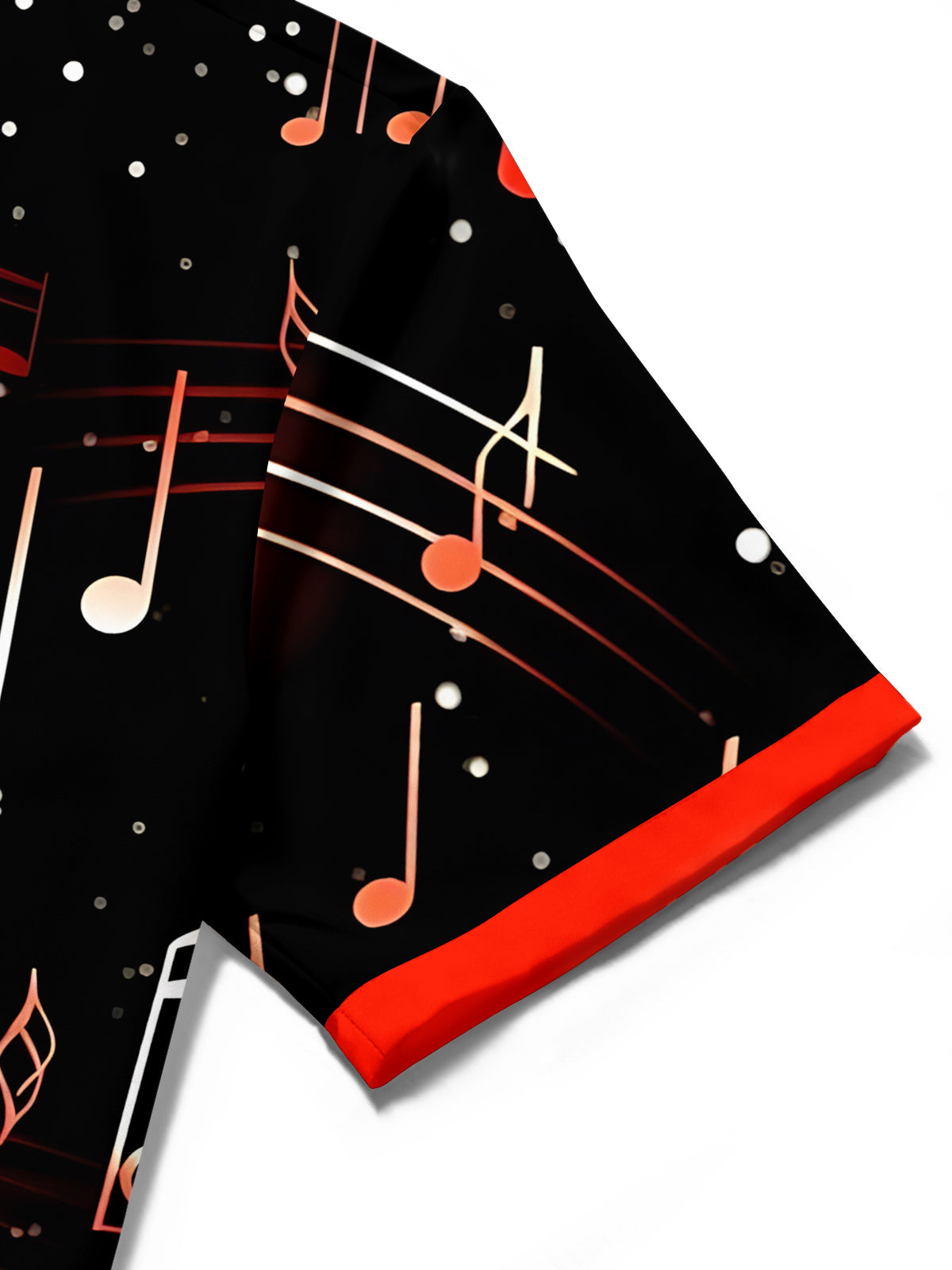 men's music print shirt close-up short sleeve