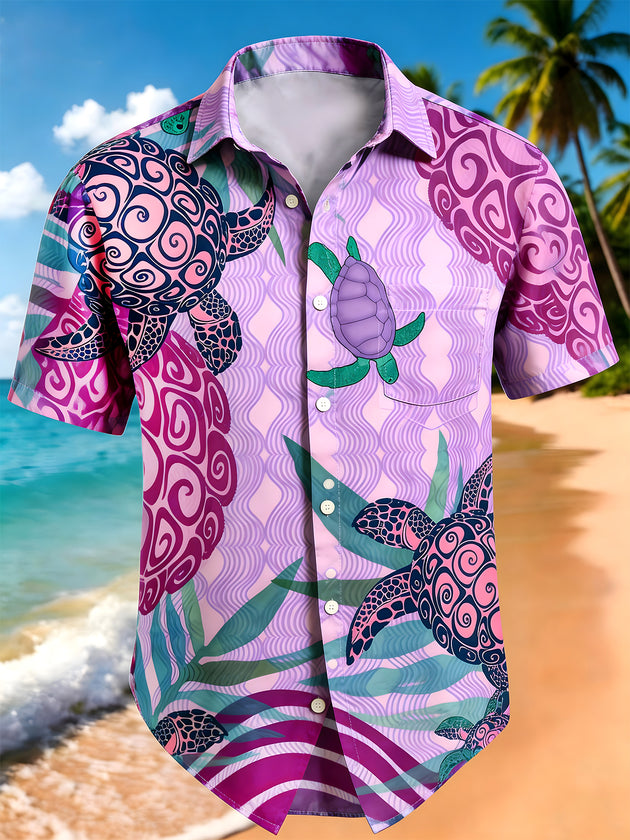 men's Hawaiian shirt front view tropical beach vacation