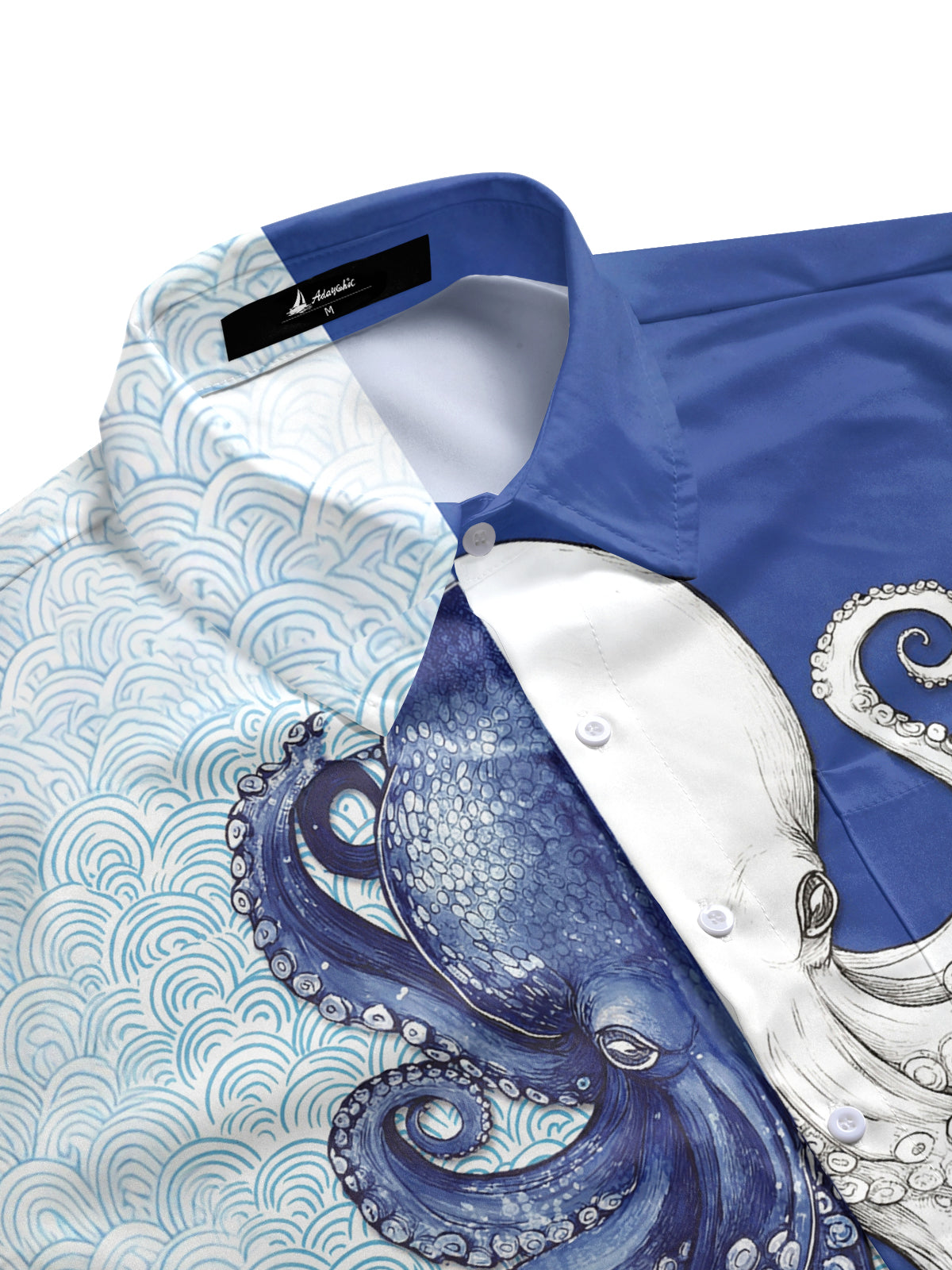men's ocean pattern shirt side view
