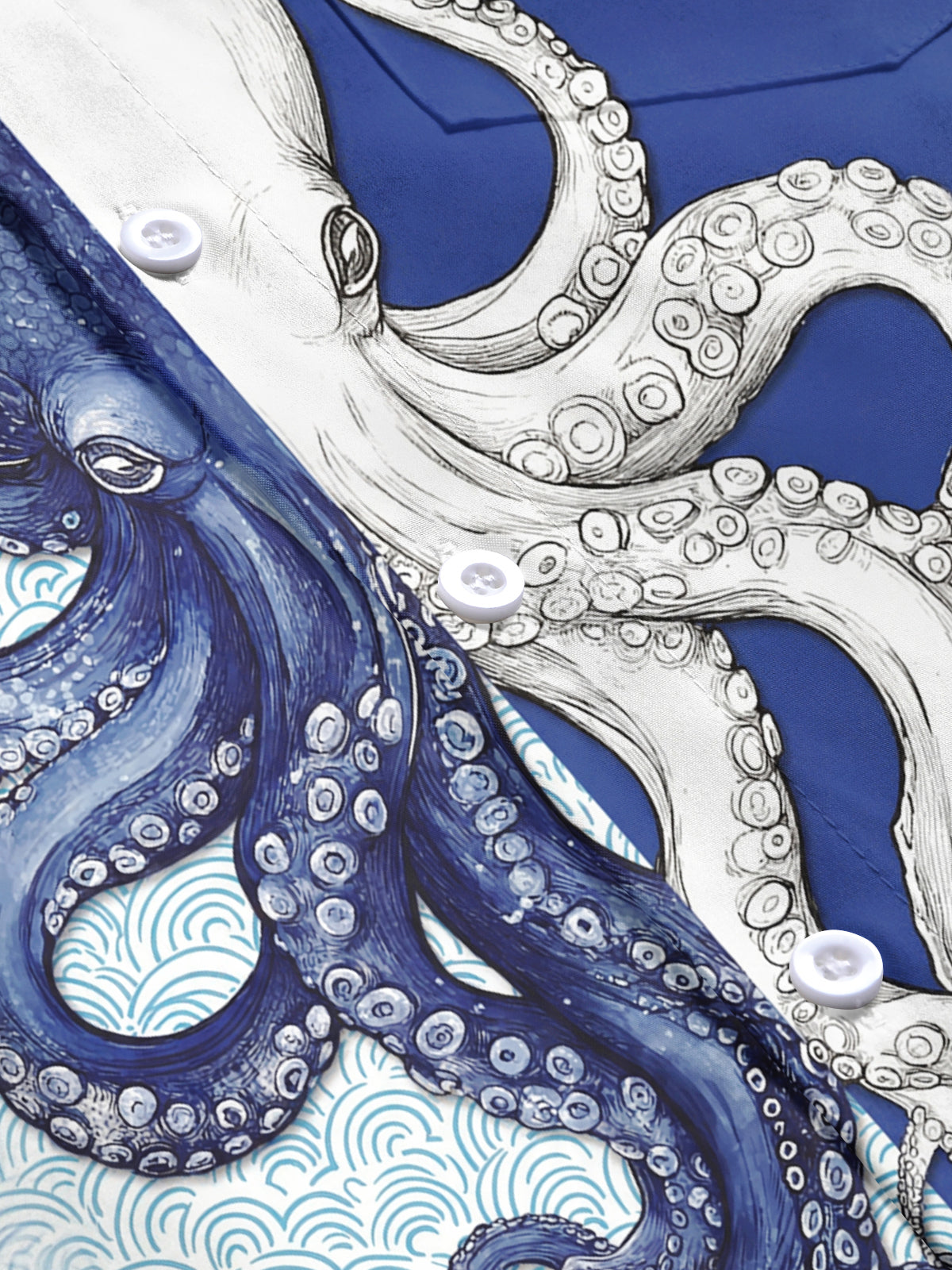 men's octopus print short sleeve flat lay shirt