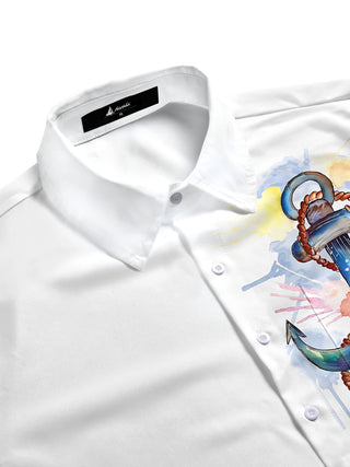 Men's half sleeve anchor print pocket shirt side view