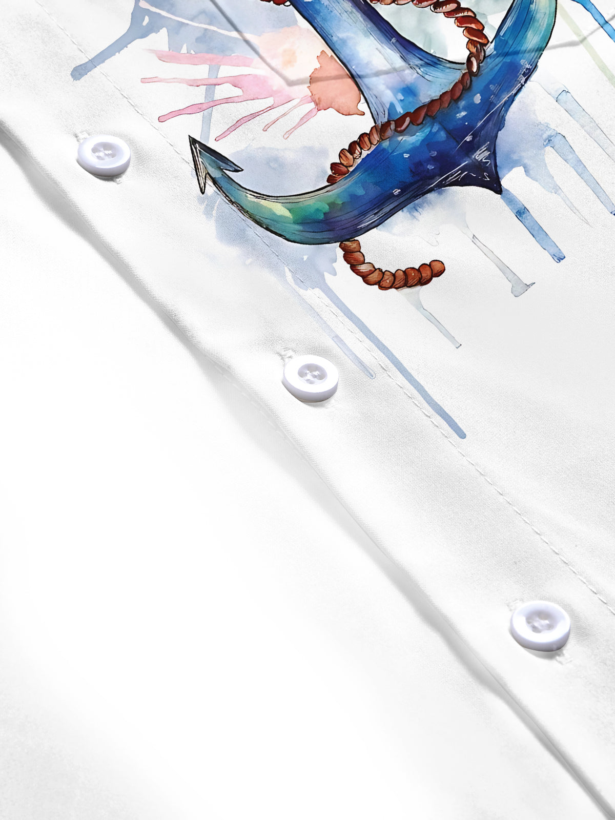 Men's anchor pattern short sleeve shirt flat lay
