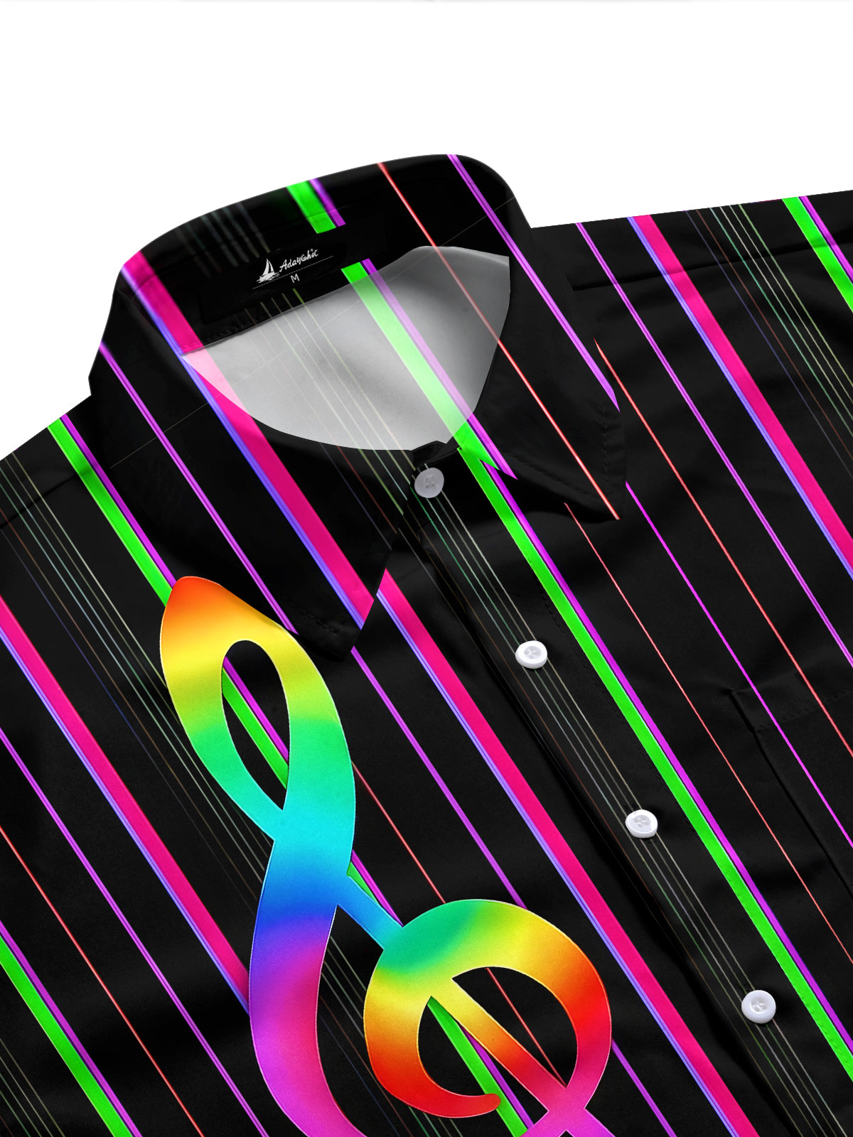 men's guitar print shirt side view