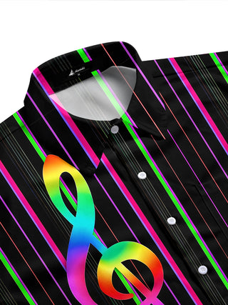 men's guitar print shirt side view